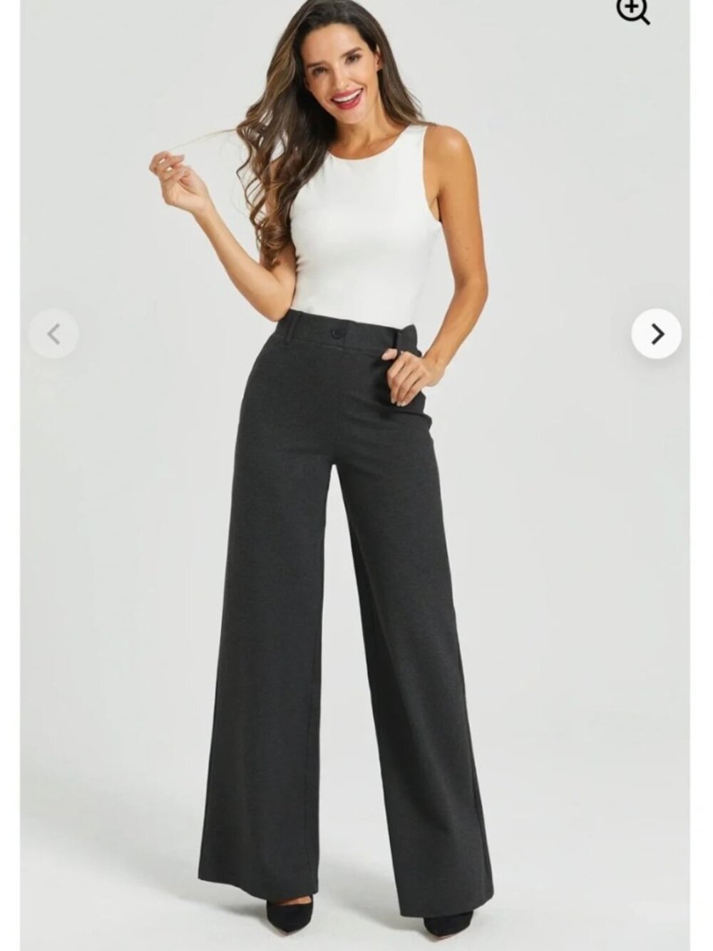New Betabrand Charcoal Wide Leg Two Pocket Dress Pant Yoga Pants Large Petite